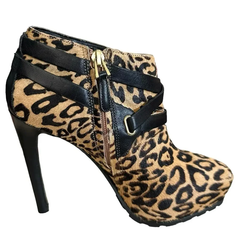 Guess leopard cheetah animal print calf hair‎ / leather high heel boots size - Picture 4 of 11